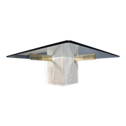 Travertine and brass coffee table by Artedi, 1980s