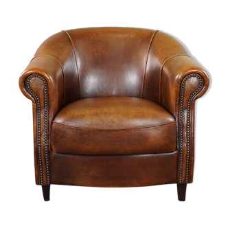 Fauteuil club en cuir de mouton Joris