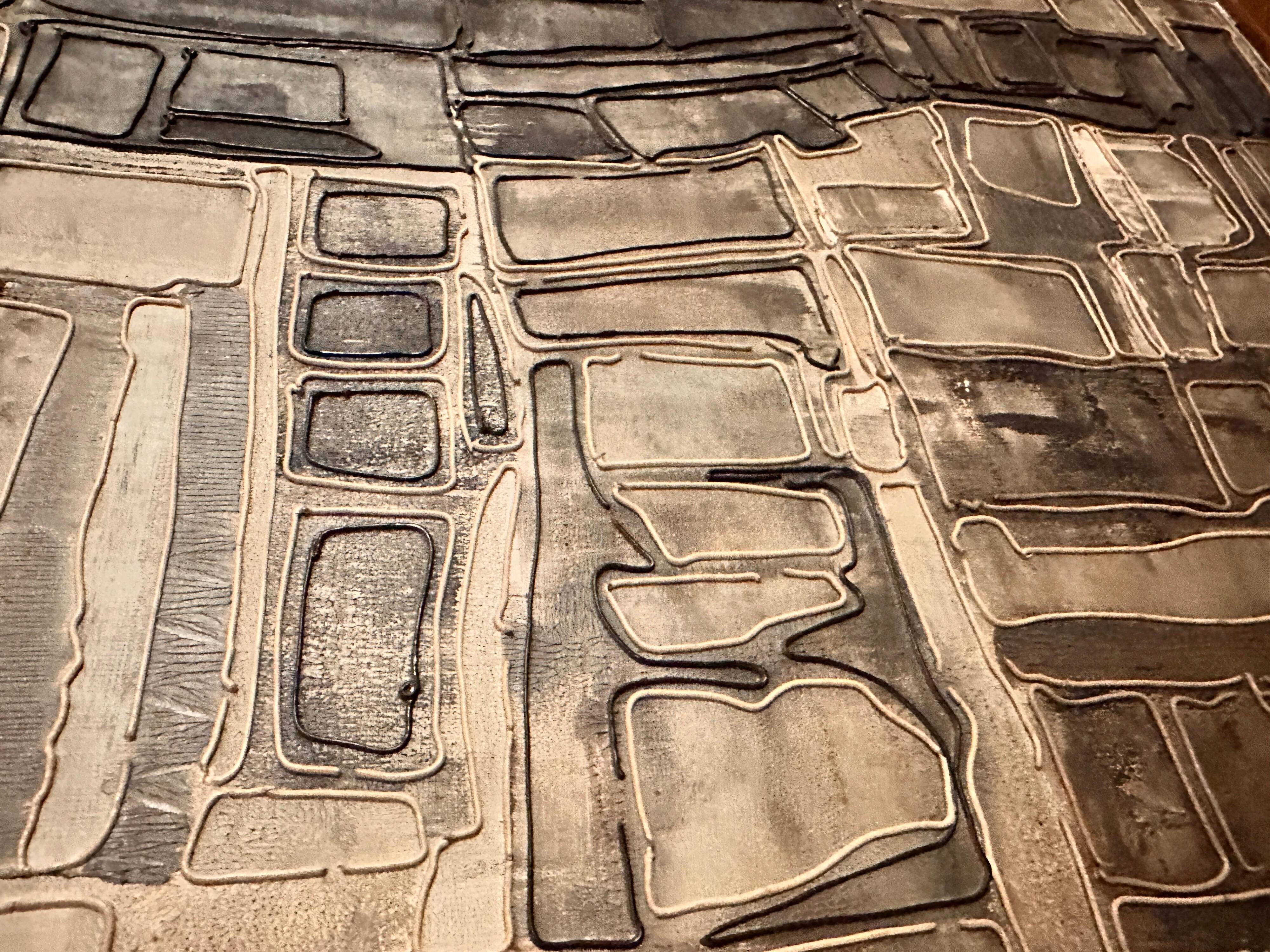 Abstract Mixed-Media Painting, Signed E. Navarra, 1960s