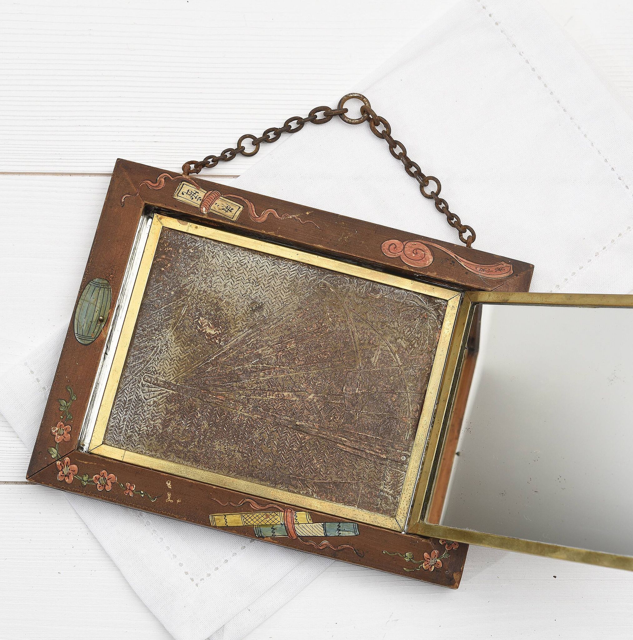 Antique Triptych Wall Mirror – Vintage 1940s Folding Dressing Table Mirror