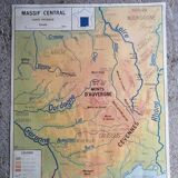 Vintage school map of France, Mediterranean, Corsica, Massif Central