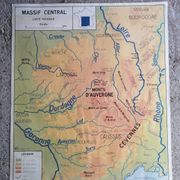 Vintage school map of France, Mediterranean, Corsica, Massif Central