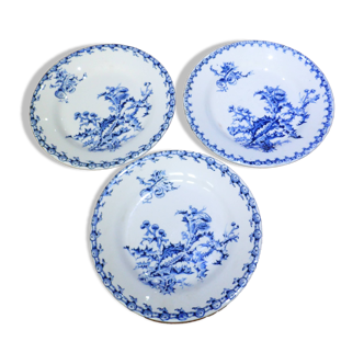 3 assiettes plates Gien service Chardons