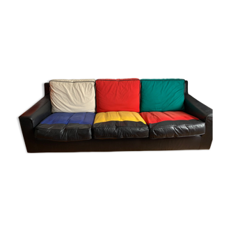 Leather and fabric sofa. Ligne roset in collaboration with Jean Charles de Castelbajac