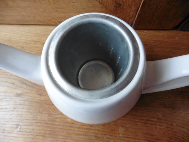 Guy Degrenne teapot in white porcelain and stainless steel