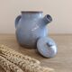 Ceramic teapot in blue/grey glaze, signed by Jeanne and Norbert Pierlot.