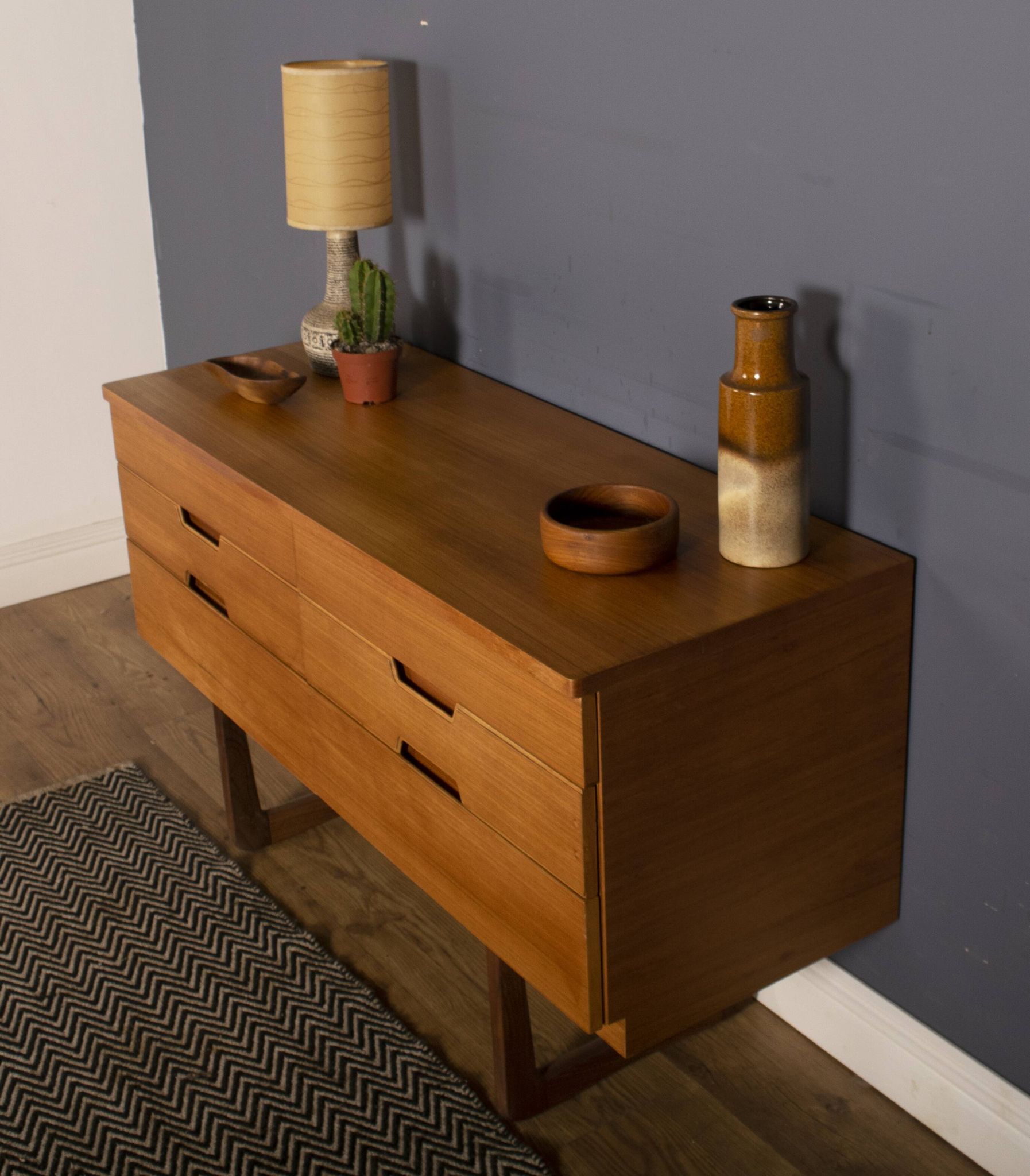 Restored teak retro uniflex 1960s chest of drawers sideboard q range by gunther hoffstead