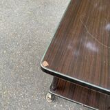 Double-tray rosewood serving trolley on casters 83cm
