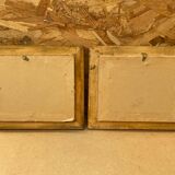 Pair of robert cox still life flowers oil painting canvas + golden wood frame