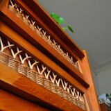 Wooden and rattan dresser