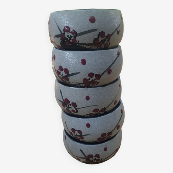 Pack of five vintage Japanese tea cups