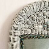 Vintage woven rattan mirror