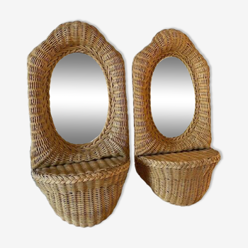 Rattan console mirrors