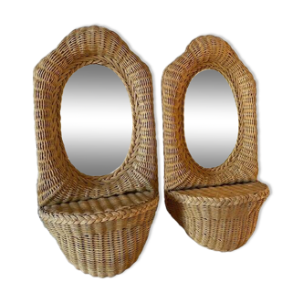 Rattan console mirrors