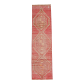 Red vintage runner rug, 91x341cm