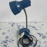 Vintage blue desk lamp, 1970s, flexible chrome metal