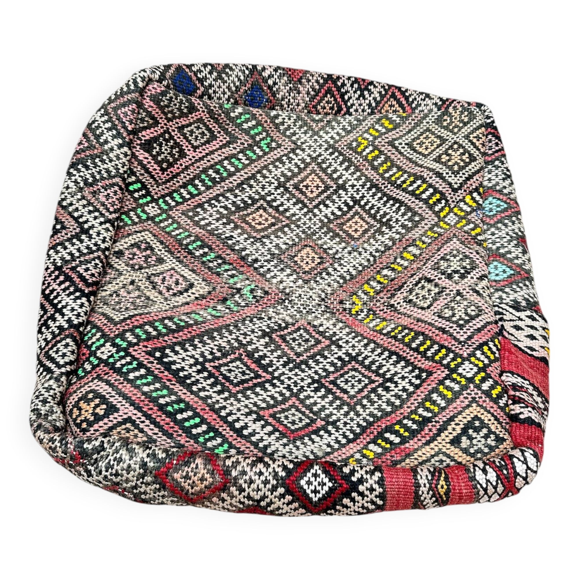 Moroccan kilim pouf 24 x 24 inch - free shipping - vintage berber kilim pouf - moroccan pouf