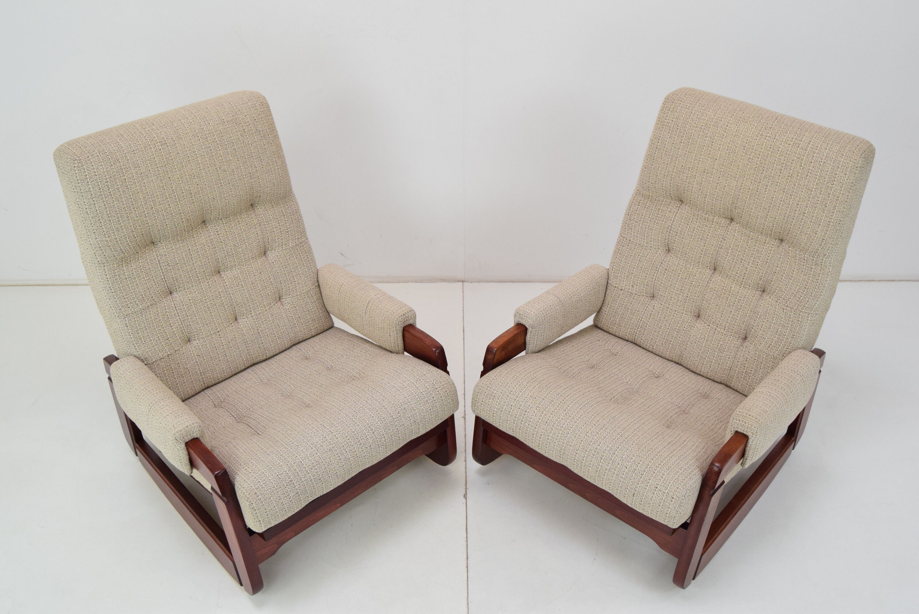 Pair of Mid-century Design Rocking Armchairs,1980's.