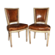 Pair of chairs carts Louis XVI garnish fine leather XIX