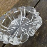 Old round ashtray/empty pocket thick transparent glass, 70s