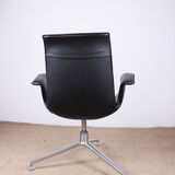 Danish armchair in Leather and Chrome Steel, model FK 6725 or "Tulip chair" by Preben Fabricius.