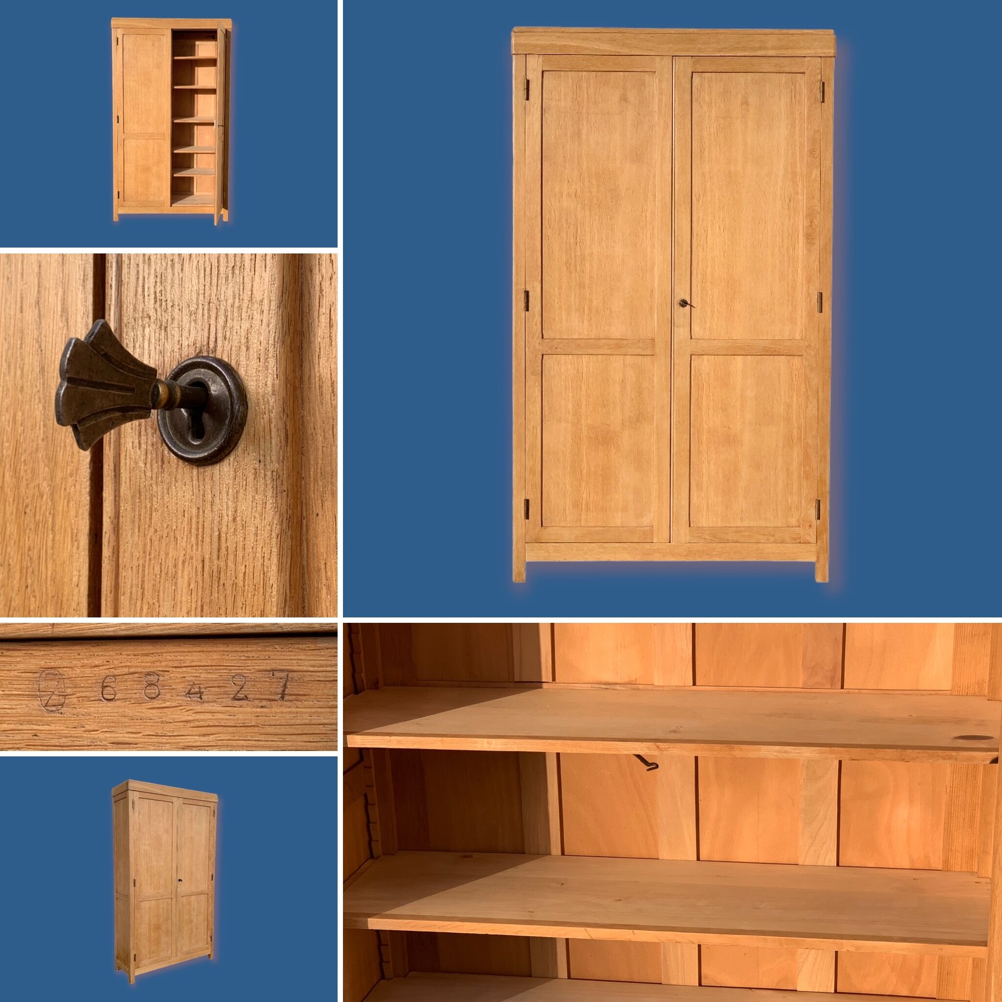 Parisian wardrobe solid oak raw 1940