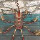 Chandelier gilded sheet metal masca Italy 60s Hollywood regency