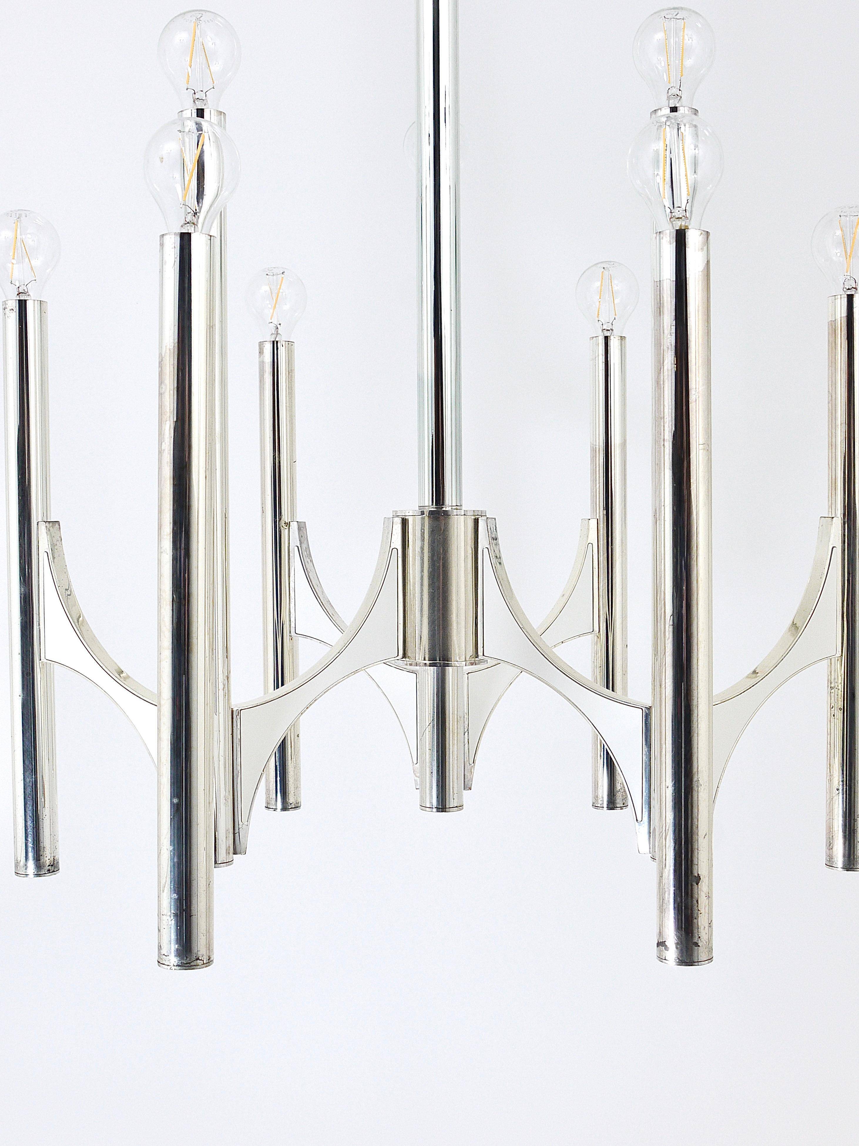 Mid-Century Lustre Gaetano Sciolari Sirius Silvered, Lightolier, Italy