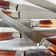 12 vintage Pradel stainless steel bakelite knives