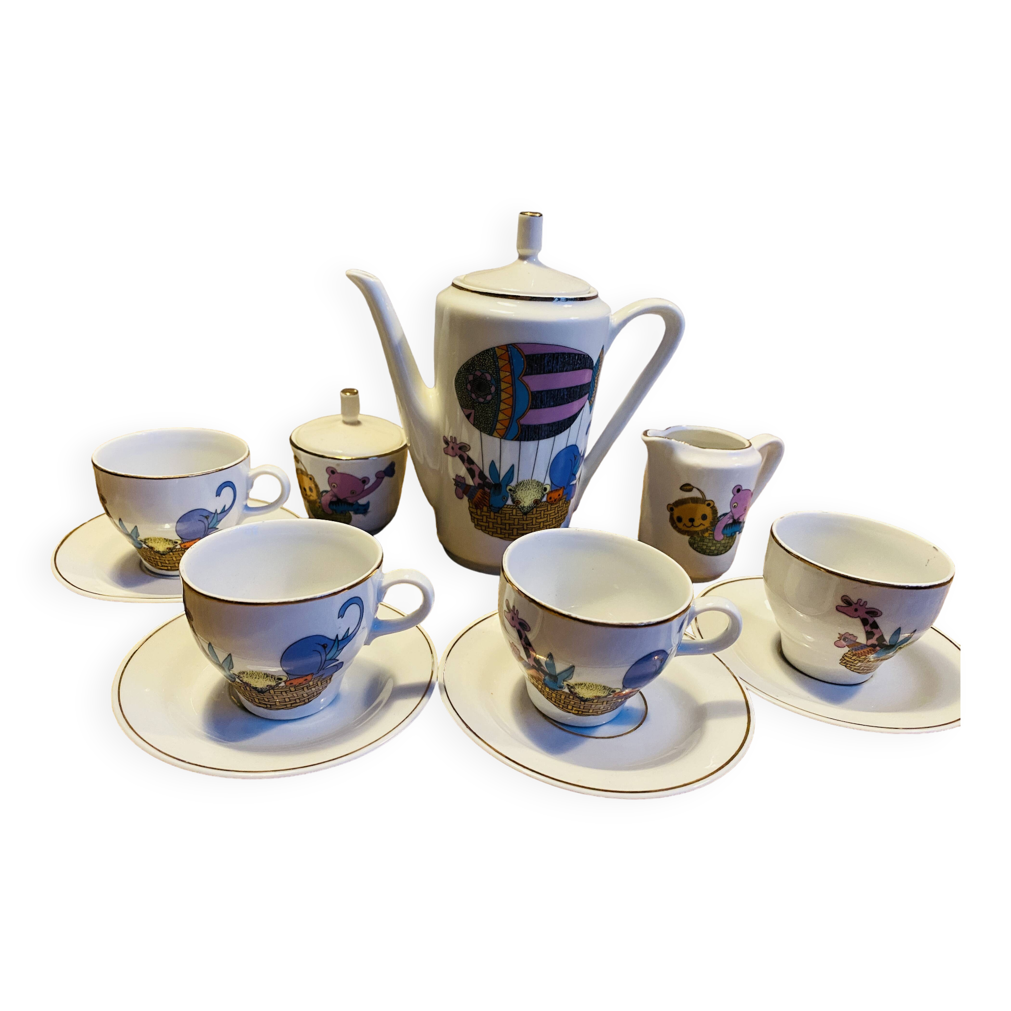 Old vintage porcelain tea set