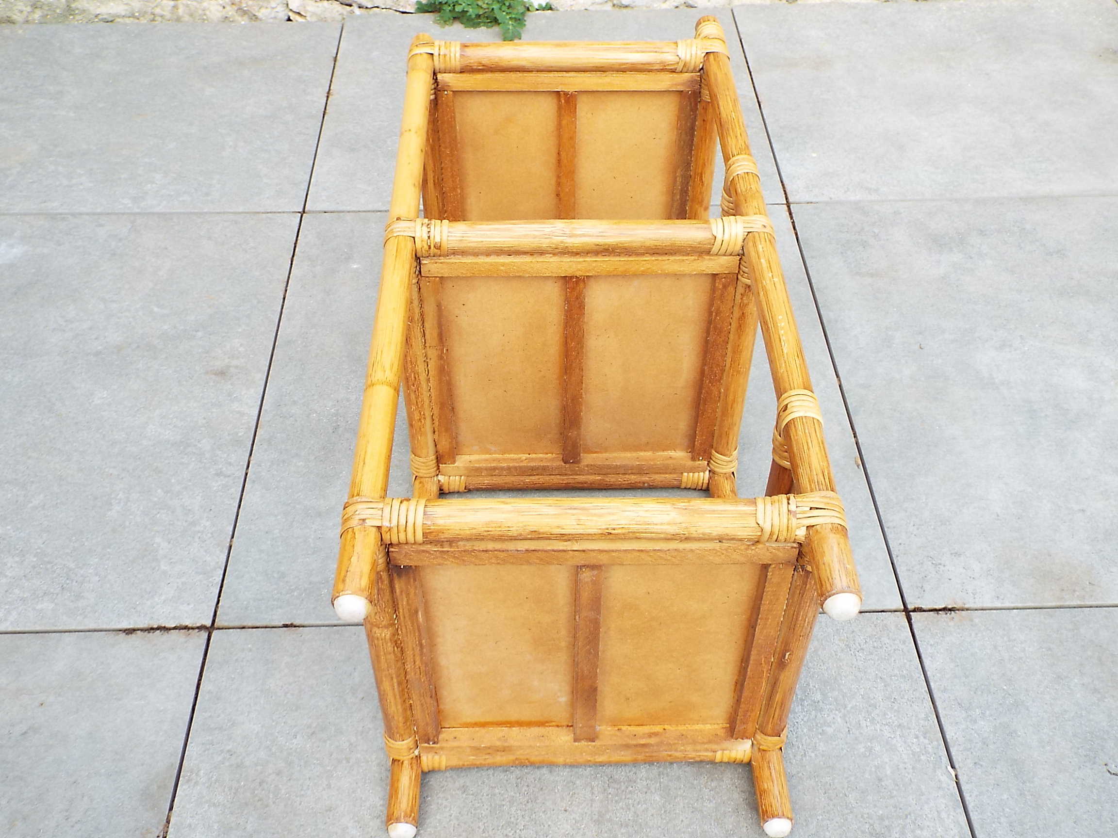 Rattan and bamboo bedside table