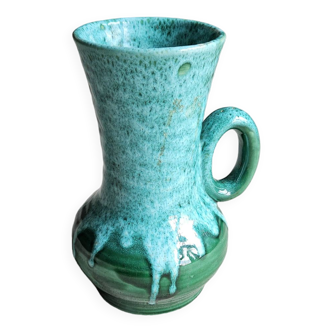 Pichet pot céramique lave vert et bleu