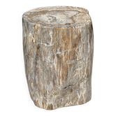 Table d'appoint en bois pétrifié blanche et grise H45 D39 - 334