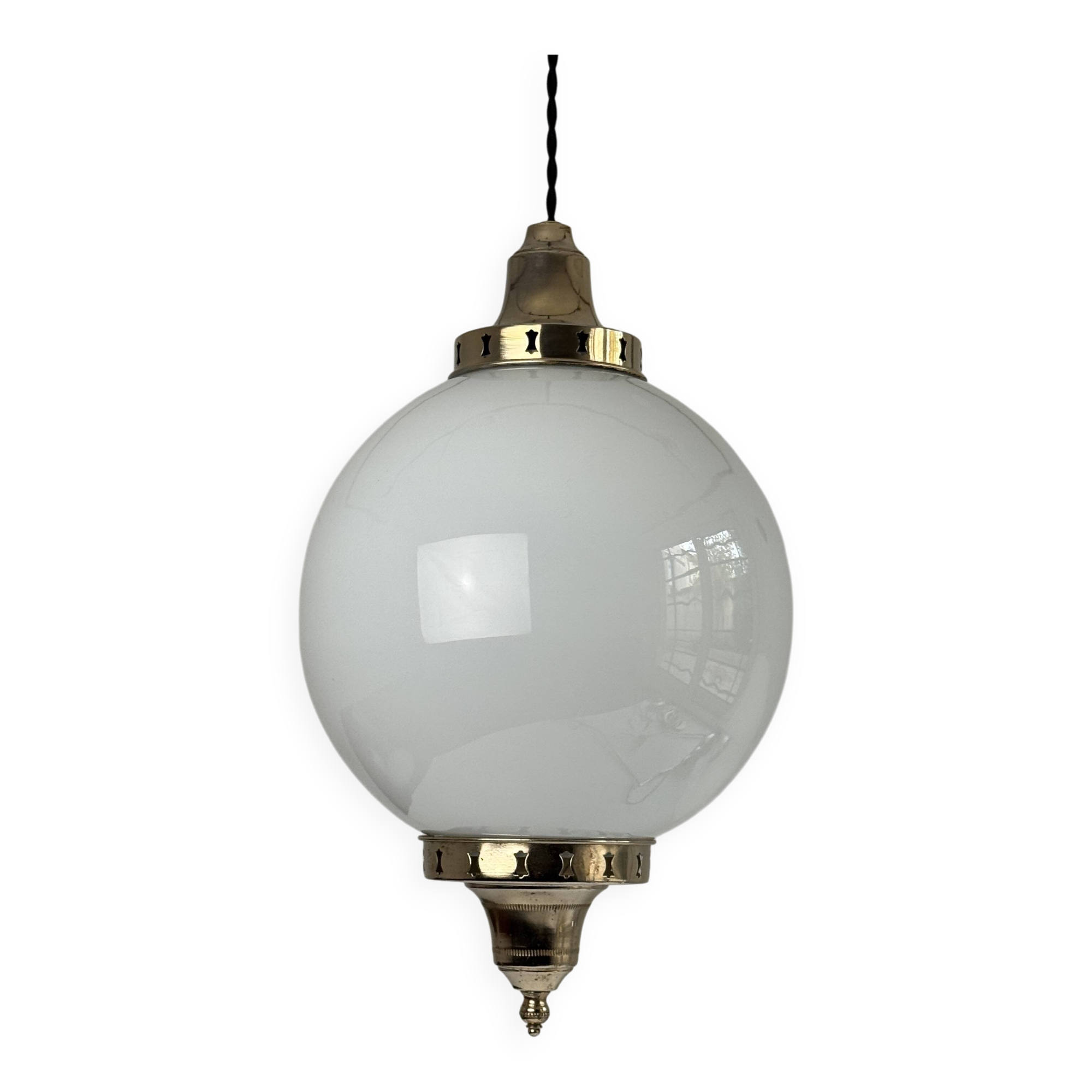 Vintage Opaline Glass Pendant Light, 23 cm XL