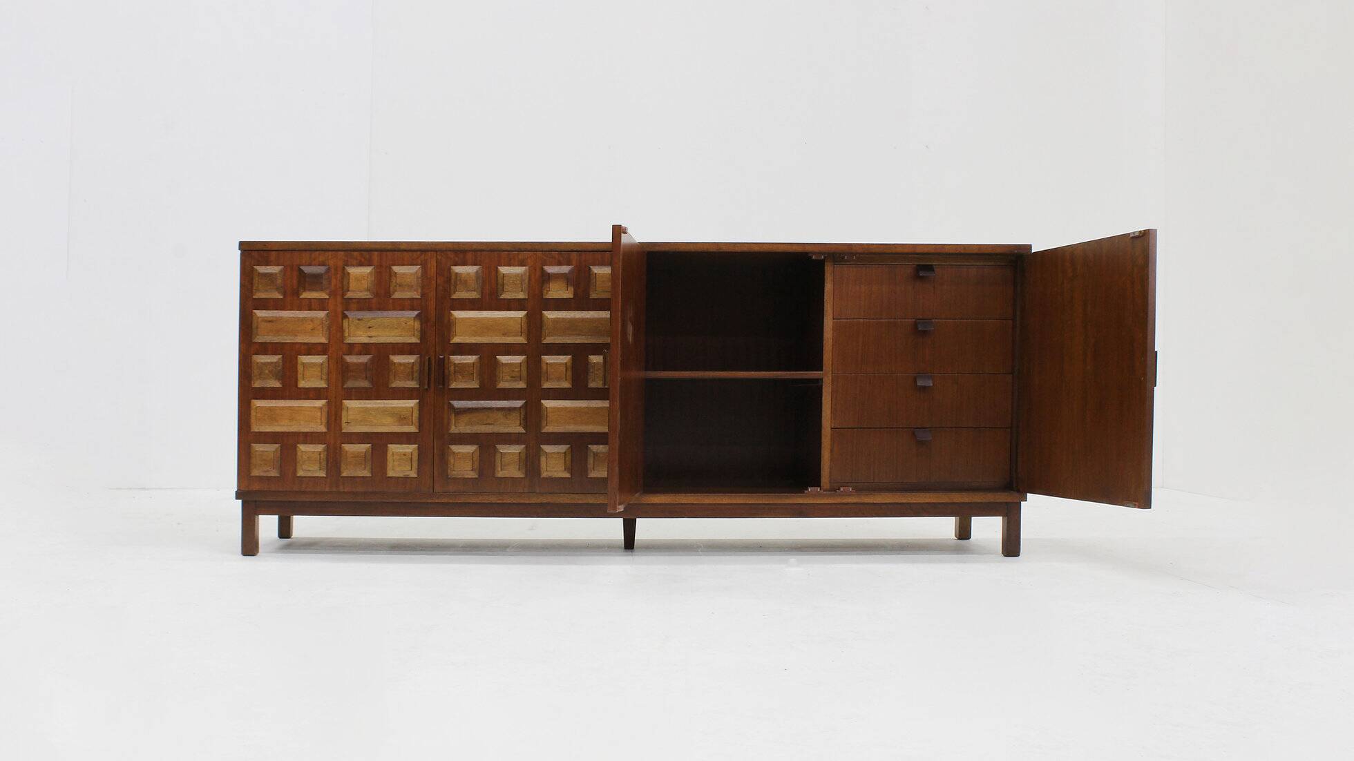 Vintage Spanish brutalist sideboard credenza