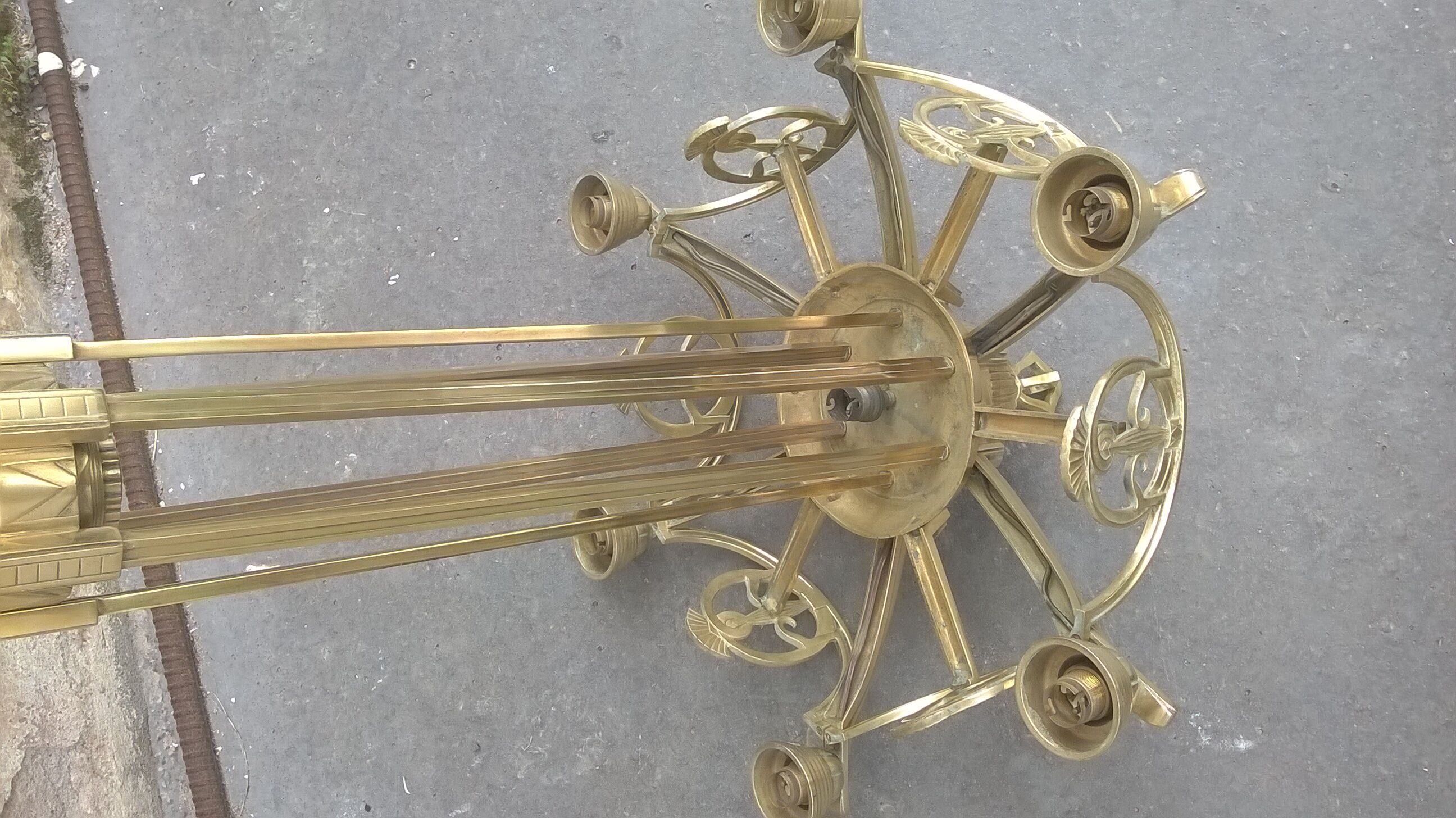 Bronze chandelier and brass art deco period