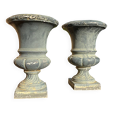 Pair of cast iron Médicis vases