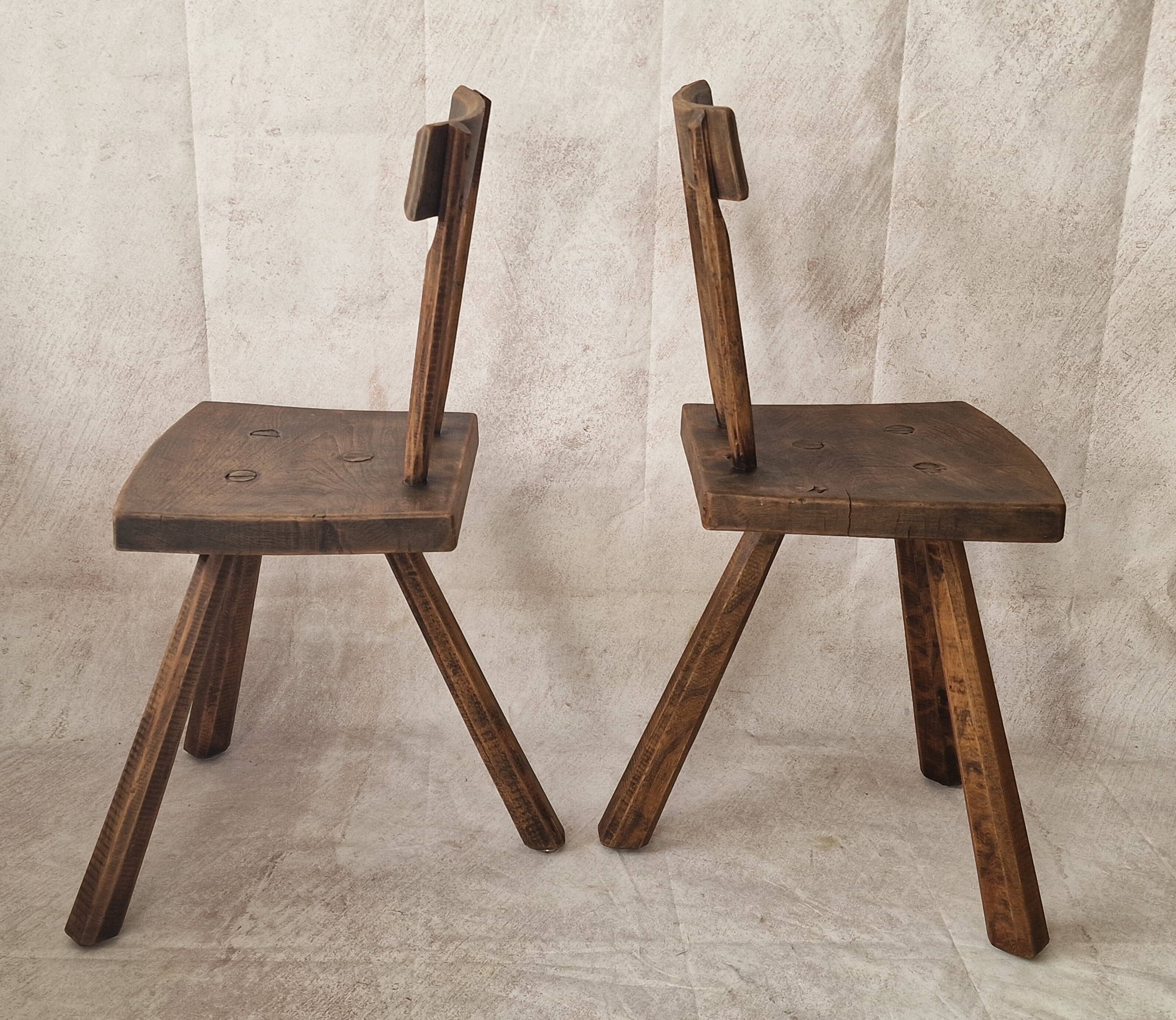 pair of brutalist wabi sabi style chairs