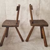 pair of brutalist wabi sabi style chairs