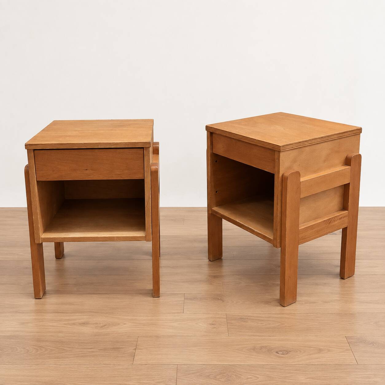 Pair of wooden bedside tables from the 1960s