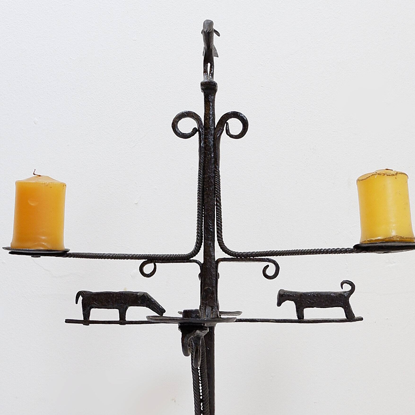 Wrought iron candle holder - France, 20th century