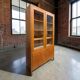 XL vintage display cabinet high in wood / cupboard / laboratory cupboard