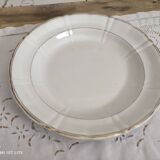 Plat rond creux niderviller en faïence blanche liseré doré
