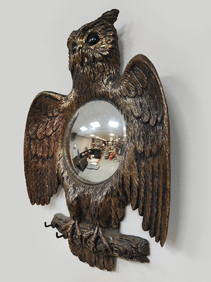Miroir hibou convexe vintage français des années 60