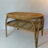 Old vintage rattan coffee table