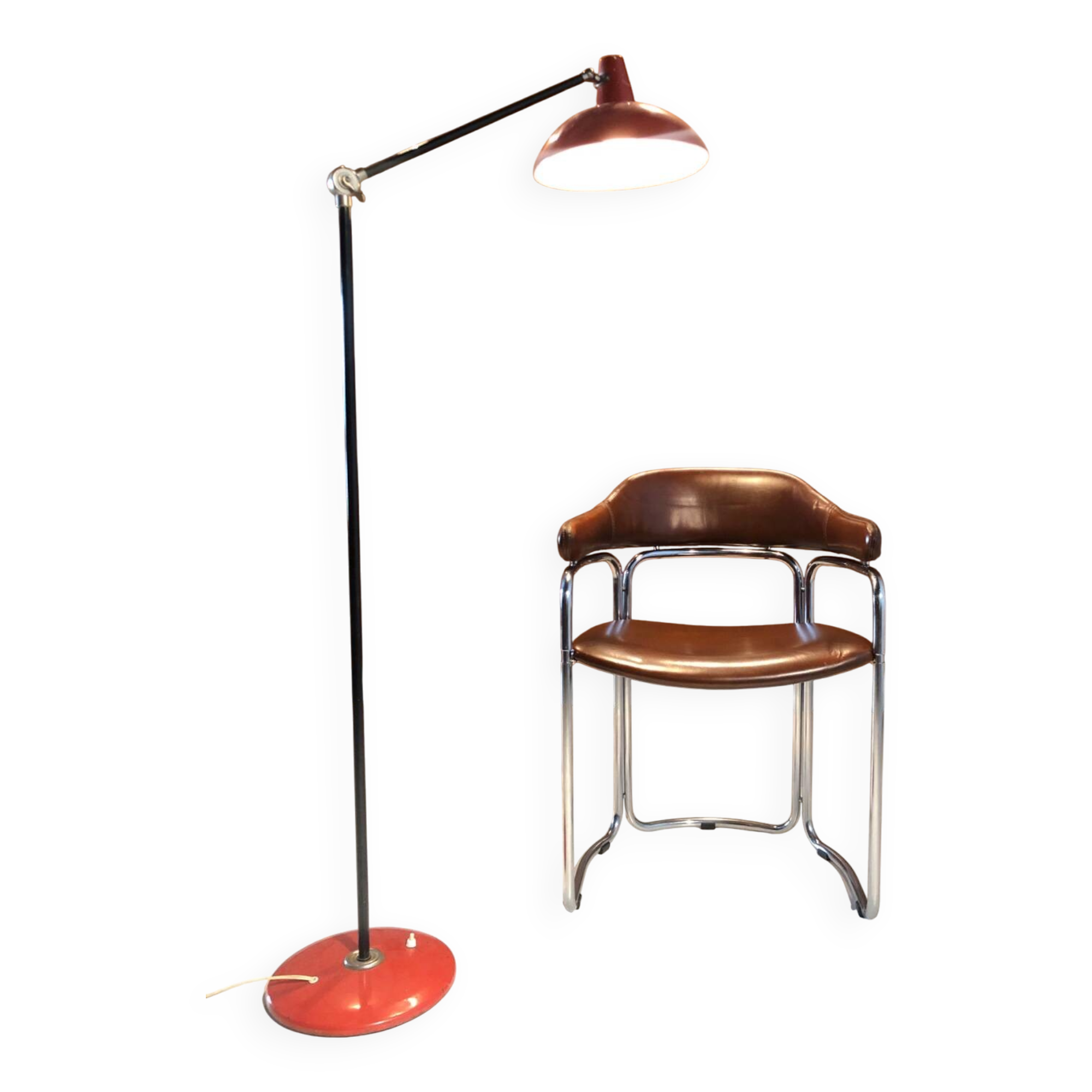 Vintage leather and chrome chair circa 1970