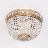 Lampe de plafond antique en cristal des années 1930