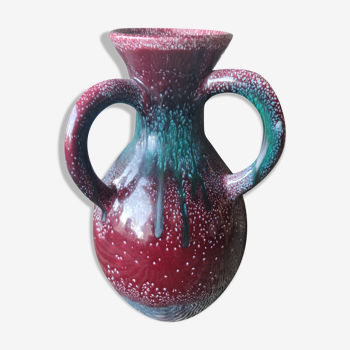 3-handled ceramic vase