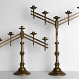 Pair of bronze altar candelabras