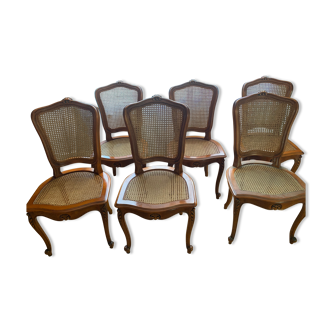 Lot of 6 wooden and canning chairs